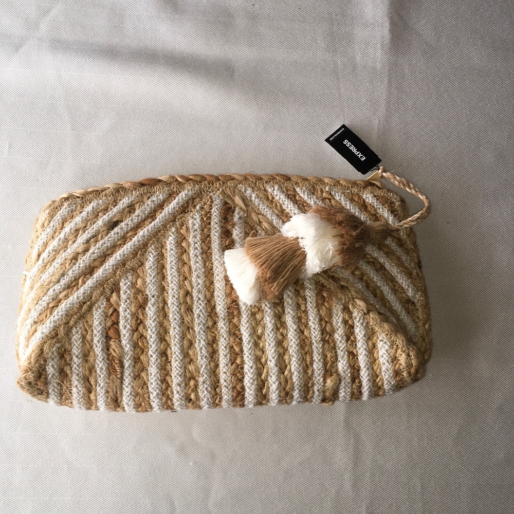 NWT Express Woven Clutch, Neutral Tones - Picture 1 of 4